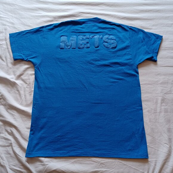 Vintage 1980s Miller MLB Baseball New York Mets Blue Puff Print T-Shirt Large - Picture 3 of 9